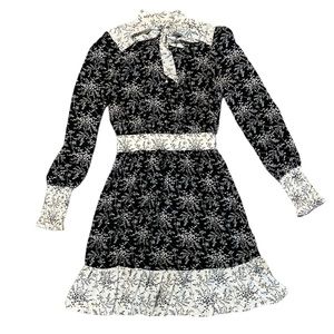 Melloday Black and White Floral Print Dress